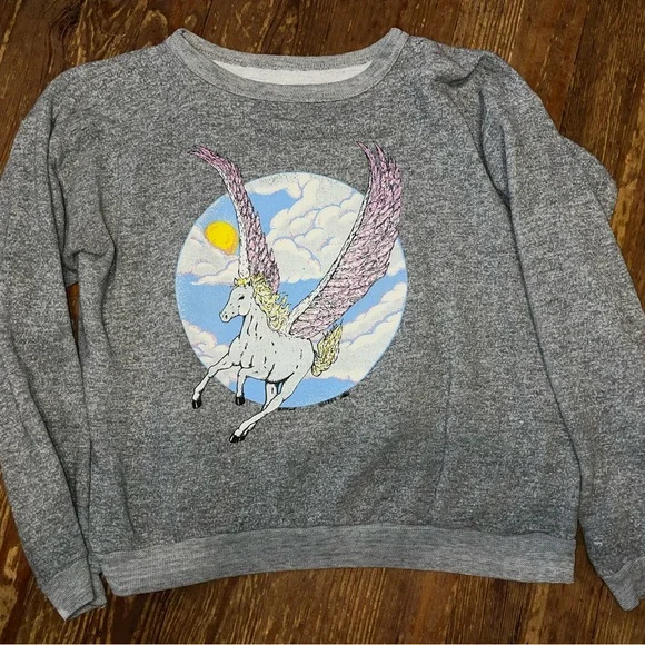 Vintage grey cropped crewneck Pegasus sweatshirt size m/l - Picture 2 of 7